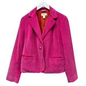 TALBOTS Pink Corduroy Blazer Size 8 Petite Classic Preppy Womens Jacket